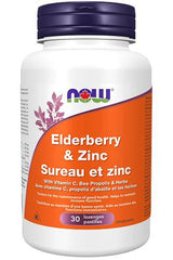 NOW Supplements Elderberry and Zinc with Vitamin C, Propolis and Slippery Elm Lozenges, 30 Count