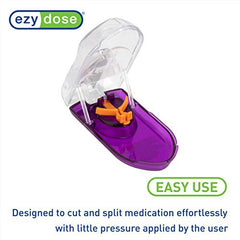 Ezy Dose Pill Cutter with Safety Shield, Safely Cut Pills and Vitamins, Pill Splitter, Purple