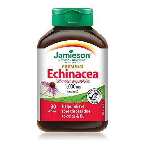 Jamieson Premium Echinacea 1,000 mg Softgels - Gluten-Free, 30 Count (Pack of 1)