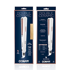 Conair Double Ceramic Flat Iron, 1 Inch, White/Rose Gold