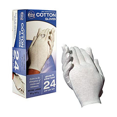 CARA Moisturizing Eczema Cotton Gloves, Extra Large, 24 Pair