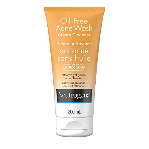 Neutrogena Acne Face Wash, Oil Free Cream Facial Cleanser with Salicylic Acid For Acne & Blackheads, 200ml