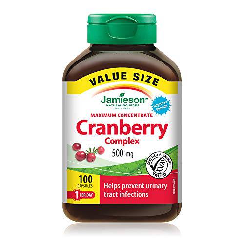 Jamieson Cranberry Complex 500 mg Maximum Concentrate - Value Size, Vegetarian, Non-GMO, Gluten-Free, 100 Count (Pack of 1)