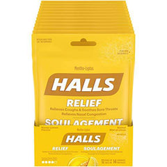 HALLS Mentho-Lyptus Honey Lemon 14 Count Bag, Pack of 12