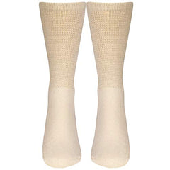 Truform Diabetic Socks for Men and Women, Medical Style Crew Length, Mid Calf Height, 3 Pairs, Tan, X-Large