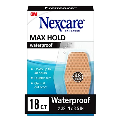 Nexcare Max Hold Waterproof Bandages Knee & Elbow, 18 Count