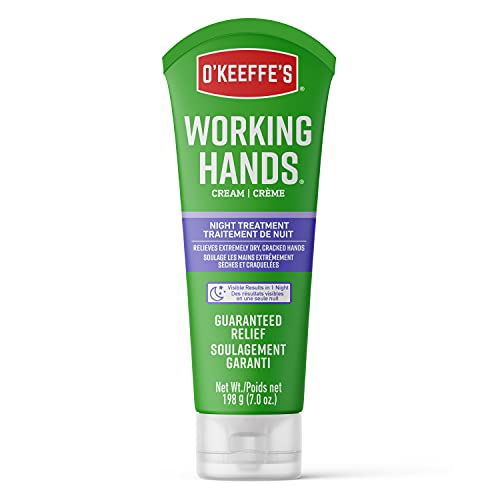 O'Keeffe's Working Hands Night Treatment Hand Cream, Restorative Lotion Works While You Sleep, Deep Conditioning Oils, 7oz/198g Tube, (Pack of 1), 107614