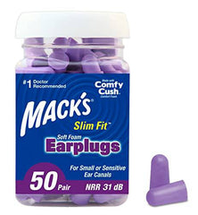 Mack's Slim Fit Soft Foam Earplugs, 50 Pair - Small Ear Plugs for Sleeping, Snoring, Traveling, Concerts, Shooting Sports & Power Tools