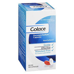 Colace Docusate Sodium Stool Softener Capsules | Treats Occasional Constipation | 100 Mg | 100 Count