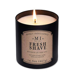 Manly Indulgence Fresh Shave Candle with Notes of Musk, Vanilla, Amber and Cedarwood (16.5 Oz)