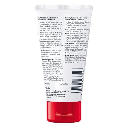 EUCERIN Complete Repair Moisturizing Hand Cream for Dry to Very Dry Skin, | Eucerin Hand Cream for Dry Hands, 75mL | 5% Urea Cream | Ceramide Cream | Dry Skin Cream | Fragrance-free Cream | Non-Greasy Cream | Recommended by Dermatologists