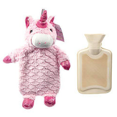 Bodico, Decorative Novelty Hot Water Bottle with Unicorn Cover for Kids, 1L, Pink