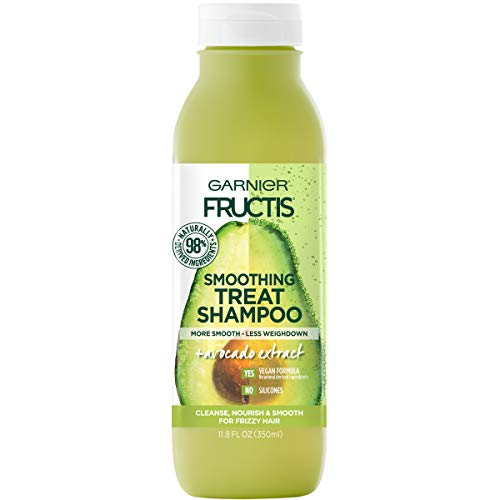 Garnier Fructis Nourish and Smoothing Treat Shampoo for Frizzy Hair, 98% Naturally Derived Ingredients, Avocado, Coconut, 11.8 Fl Oz