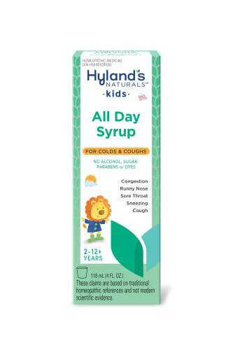 Hyland's Cold and Cough 4 Kids, Cough Syrup Medicine for Kids, Decongestant, Sore Throat Relief, Natural Treatment for Common Cold Symptoms, 4 Fl Oz