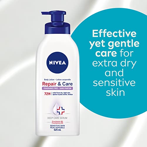 NIVEA Repair & Care Fragrance-Free Body Lotion | 72H Hydration, 625ml