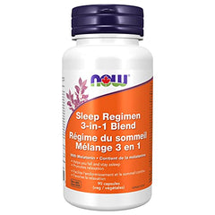 NOW Supplements Sleep Regimen Blend 3-in-1 with Melatonin 3mg Vegetable Capsules, 90 Count