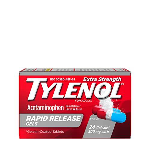 Tylenol Extra Strength Acetaminophen Rapid Release Gels for Pain & Fever Relief, 24 ct