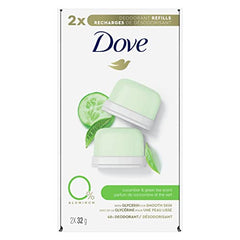 Dove 0% Aluminum Deodorant Stick Refill Kit for 48 hour odour protection Cucumber & Green Tea aluminum-free deodorant for women 32 g pack of 2