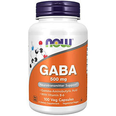 NOW Supplements GABA Vegetable Capsules 500mg with Vitamin B-6, 100 Count