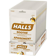 HALLS Menthol Honey Vanilla 30 Count Bag, Pack of 12