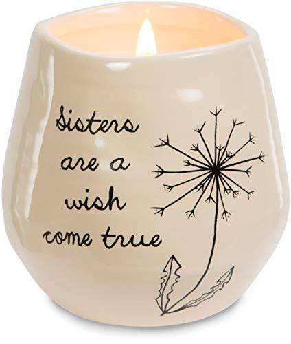 Dandelion Wishes 77113 Plain, Sisters are A Wish Come True Yellow Ceramic Soy Serenity Scented Candle