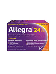 Allegra 24 Hour Allergy Medication, 120 mg, 30 Count Tablets, Non-Drowsy, Fast & Effective Multi-Symptom Relief, Relieves Runny Nose, Sneezing, Watery Eyes, Itchy Throat