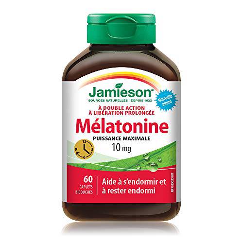 Jamieson Melatonin 10 mg Maximum Strength Dual Action Timed Release - Gluten-Free , 60 Count (Pack of 1)