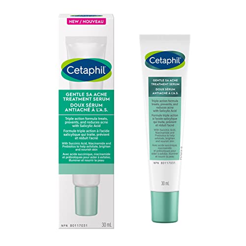 Cetaphil Gentle Salicylic Acid Acne Serum| For Sensitive, Acne Prone Skin | With Salicylic Acid, Niacinamide, Zinc, Prebiotics | Triple Action Formula Treats, Prevents and Reduces Acne | Fragrance Free | Hypoallergenic | Dermatologist Recommended