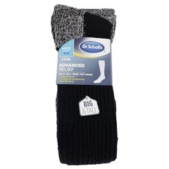 Dr. Scholl's Men's Advanced Relief Blisterguard Socks - 2 & 3 Pair Packs - Non-Binding Cushioned Moisture Management, Black, 13-15