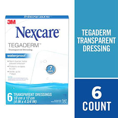 Nexcare™ Tegaderm™ Transparent Dressing H1626-06-CA, Waterproof, 4 in x 4 3/4 in (10 cm x 12 cm), 6/Pack