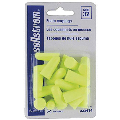 Sellstrom S23414 Foam Plug-Uncorded-10PR/BLS Pk, Standard, Hi/Viz Green (Pack of 10)