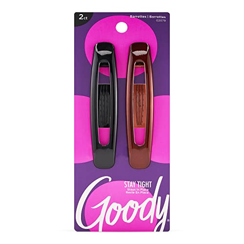 Goody Womens Large Hair Barrettes, 2-Count - Slideproof and Lock-In Place - Suitable for All Hair Types - Pain-Free Hair Accessories for Women and Girls - All Day Comfort