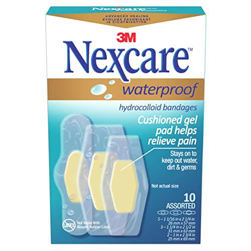 Nexcare™ Advanced Healing Waterproof Bandages AWB-10-CA, Assorted Sizes, 10/Pack