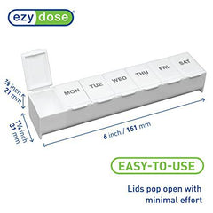 EZY DOSE Weekly (7-Day) Pill Organizer, Vitamin Planner, And Medicine Box, Large Compartments, White, Made in The USA