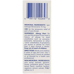 Chloraseptic Fast Acting Sore Throat Lozenges with Soothing Liquid Centre, Provides Warming Relief, Honey Lemon Flavour, 15 Lozenges