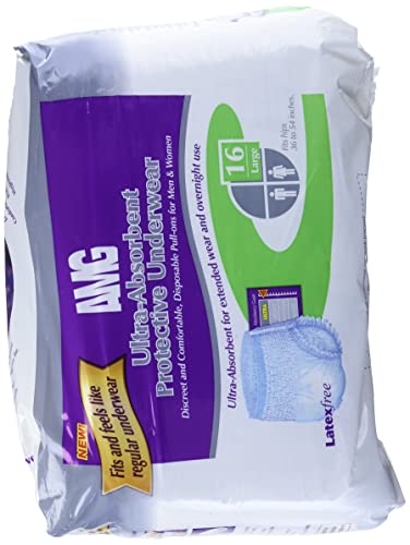 AMG Ultra-Absorbent Incontinence Underwear For Men and Women, Large, 16 Count