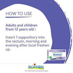 Boiron Avenoc for Hemorrhoid Relief Suppositories, Pain, Swelling, Itching, Light Bleeding, 10 Count