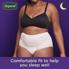 Depend Night Defense Adult Incontinence Underwear for Women, Disposable, Overnight, Small, Blush, 16 Count