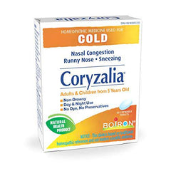 Boiron Coryzalia for colds and cold symptoms, 60 Tablets. Chewable Tablets for nasal congestion, runny nose, rhinitis. Non-drowsy Cold Medicine