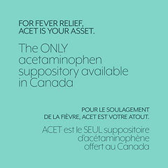 ACET Suppository for Fever & Pain 650mg - Fever Reducer Suppositories for Kids (12 & up) & Adults - Comfortable & Safe Acetaminophen Suppository - For Rectal Use Only