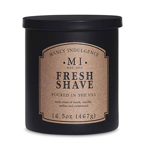 Manly Indulgence Fresh Shave Candle with Notes of Musk, Vanilla, Amber and Cedarwood (16.5 Oz)