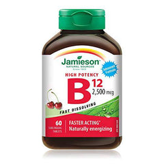 Jamieson Vitamin B12 Methylcobalamin 2,500 mcg High Potency Fast-Dissolving Tablets, 60 Tablets