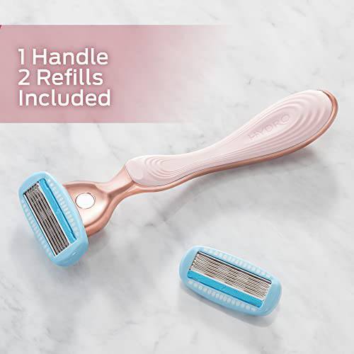 Hydro Silk Rose Gold Metal Handle Women's Razor and 2 Refills - Zecoya