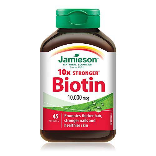 Jamieson Biotin 10,000 mcg Ultra Strength Softgels - Gluten-free, 45 Count (Pack of 1)