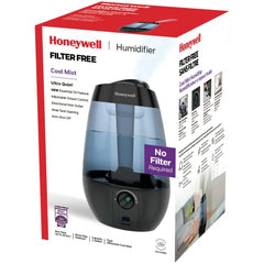 Honeywell HUL535BC Ultrasonic Cool Mist Humidifier, with Variable Output Control, Auto Shut-off, Ultra Quiet Operation, Directional Mist Outlet, Cool Visible Mist, Black, 1-Gallon