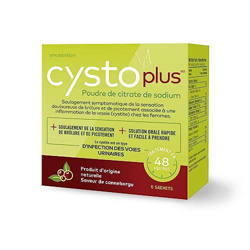 Cystoplus. Symptom relief for cystitis, a type of urinary tract infection. Sodium Citrate Powder - Symptom Relief Oral Solution for Pain, Stinging & Burning Sensation - 6 Sachets