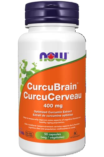 NOW Supplements CurcuBrain 400mg Capsules, 50 Count