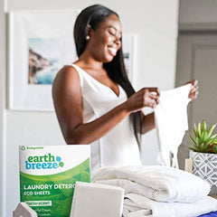 Earth Breeze Laundry Detergent Sheets - Fresh Scent - No Plastic Jug (60 Loads) 30 Sheets, Liquidless Technology…