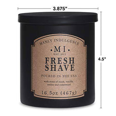 Manly Indulgence Fresh Shave Candle with Notes of Musk, Vanilla, Amber and Cedarwood (16.5 Oz)