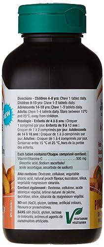 Jamieson Chewable Vitamin C 500 mg - White Juicy Peach Flavour, 120 Count (Pack of 1)